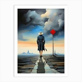 Man Walking On A Road Art Print