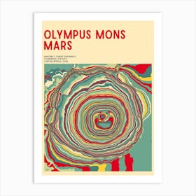 Olympus Mons Mars Topographic Contour Map Art Print