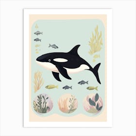 Orca Whale Geometric Diagram Pastel Art Print