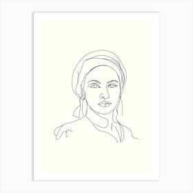 Portrait Of A Woman Hand Drawing Line Art 11 Art Print