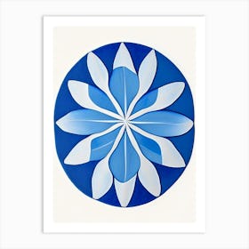 Sand Dollar 1 Symbol Blue And White Line Drawing Art Print