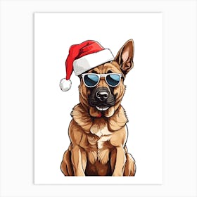 Christmas Belgian Malinois Dog Art Print