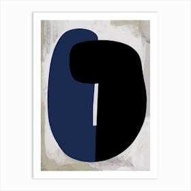 Blue And Black Abstract On Neutral 1 Art Print