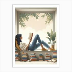 Girl Reading A Book 4 Art Print