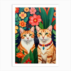 Two Cats In A Garden Art Print