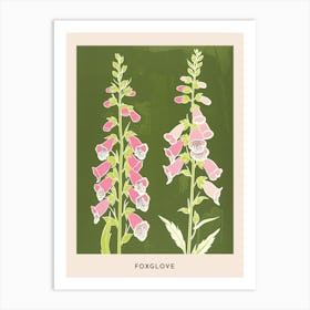 Pink & Green Foxglove 1 Flower Poster Art Print