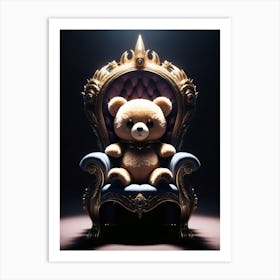 Teddy Bear on Throne Art Print