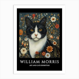 William Morris Inspired Cat in the Garden Art Print