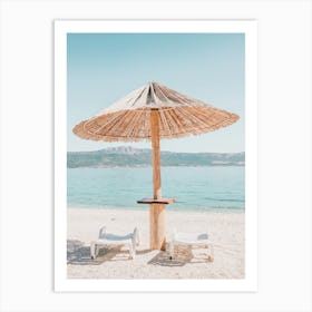 Positano Beach Umbrella Art Print
