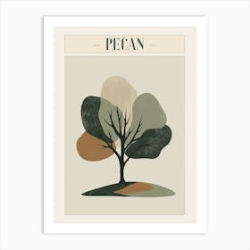 Pecan Tree Minimal Japandi Illustration 2 Poster Art Print