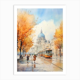 Belgrade Serbia In Autumn Fall, Watercolour 3 Art Print