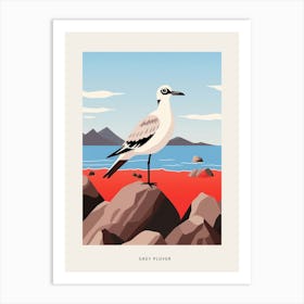Minimalist Grey Plover 1 Bird Poster Art Print