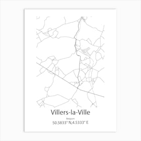 Villers La Ville,Belgium Minimalist Map Art Print