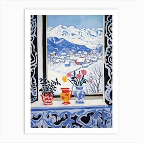 The Windowsill Of Aosta   Italy Snow Inspired By Matisse 2 Art Print