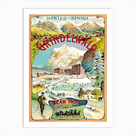Winter Sport In Grindelwald, Switzerland Art Print