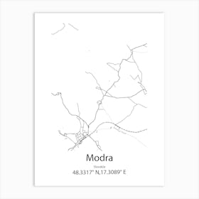 Modra,Slovakia Minimalist Map Art Print