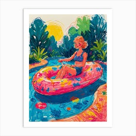 Girl In The Pool Art Print