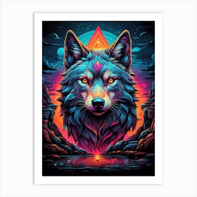 Psychedelic Wolf 10 Art Print