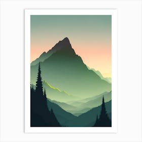 Misty Mountains Vertical Composition In Green Tone 1 Art Print