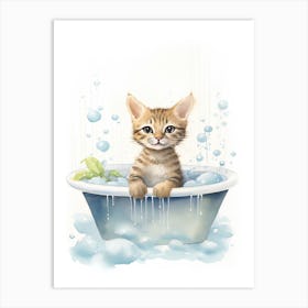 Ocicat In Bathtub Bathroom 2 Art Print
