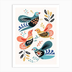 Folk Style Bird Painting Dove 1 Art Print