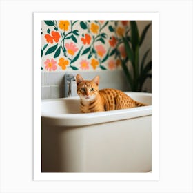 Cat In A Bathtub Art Print