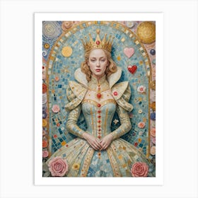 Queen Of Hearts Mosaic Art Print