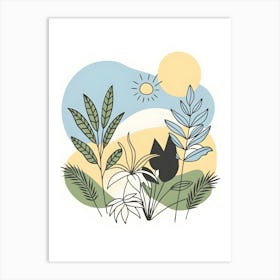 Cat In The Garden Art Print