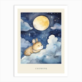 Baby Chipmunk 5 Sleeping In The Clouds Nursery Poster Art Print