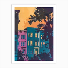 Stapleton New York Colourful Silkscreen Illustration 1 Art Print