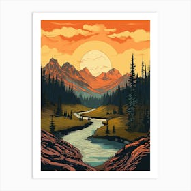 Mount Rainier National Park Retro Pop Art 15 Art Print