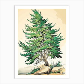 Cypress Tree Storybook Illustration 2 Art Print