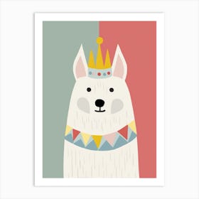 Little Arctic Wolf 2 Wearing A Crown Art Print