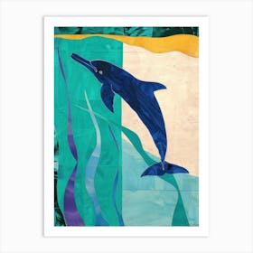 Dolphin 4 Cut Out Collage Art Print