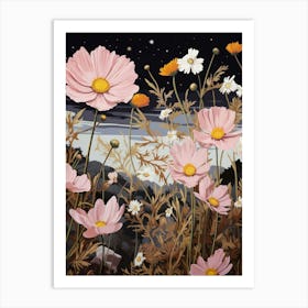 Cosmos 2 Flower Painting Art Print