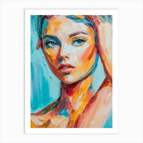 Multicolored Tones Girl With Blue Hair Art Print