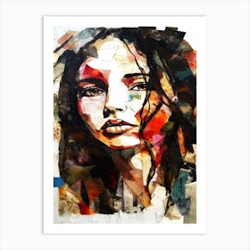 Thinking - Collage Portrait Of A Woman Art Print