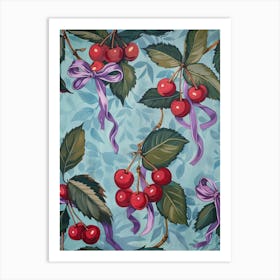 Botanical Bows And Cherries 7 Pattern Art Print
