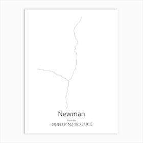 Newman,Australia Minimalist Map Art Print