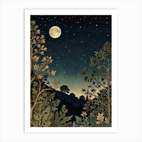 Moonlight In The Woods Style William Morris 7 Art Print