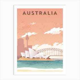 Australia, Sydney — Retro travel minimalist poster Art Print