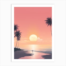 Illustration Under The Sky By The Moon In Pink Tones 2 Art Print