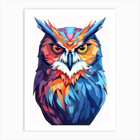 Colourful Geometric Bird Great Horned Owl 1 Art Print