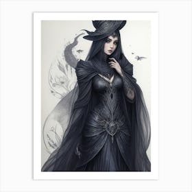 Witch In Black Art Print