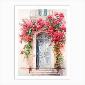 Barcelona, Spain   Mediterranean Doors Watercolour Painting 4 Art Print