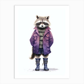 Raccoon Wearing Boots Illustration 4 Art Print