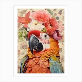 Bird With A Flower Crown Parrot 4 Art Print