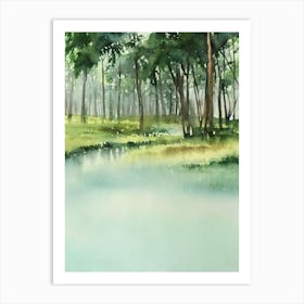 Chitwan National Park Nepal Water Colour Poster Art Print