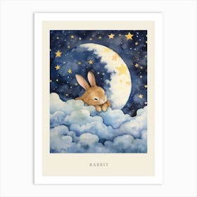 Baby Rabbit 2 Sleeping In The Clouds Nursery Poster Art Print