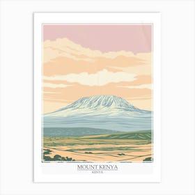 Mount Kenya Color Line Drawing 1 Poster Art Print